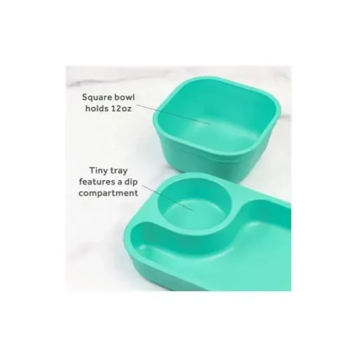 Re Play - Conjunto de jantar minúsculo 5Pk Suprimentos de alimentação para bebês e crianças pequenas, Aqua