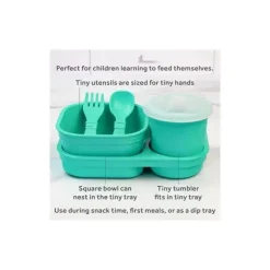 Re Play - Conjunto de jantar minúsculo 5Pk Suprimentos de alimentação para bebês e crianças pequenas, Aqua