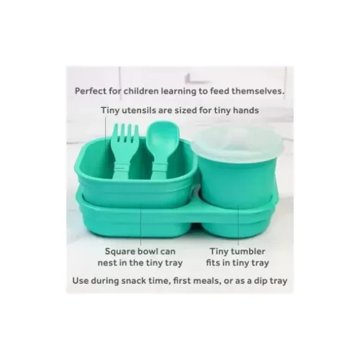 Re Play - Conjunto de jantar minúsculo 5Pk Suprimentos de alimentação para bebês e crianças pequenas, Aqua