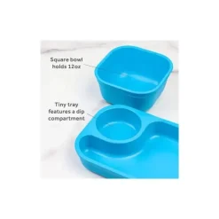 Re Play - Conjunto de jantar minúsculo 5Pk Suprimentos de alimentação para bebês e crianças pequenas, azul celeste