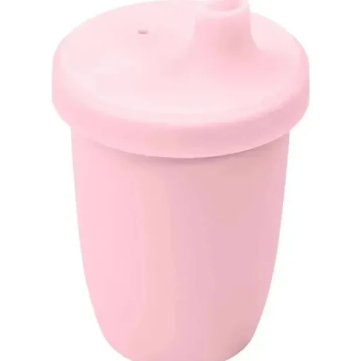 Re Play - Copo com canudinho de silicone sustentável de 8 onças para crianças, rosa gelo