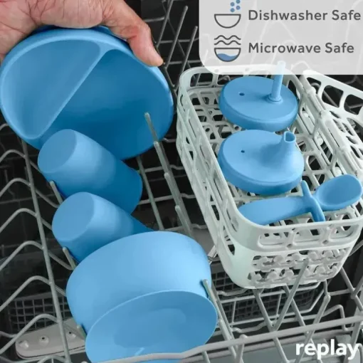 Re Play - Copo com canudinho de silicone sustentável de 8 onças para crianças, jeans