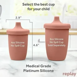 Re Play - Copo com canudinho de silicone sustentável de 8 onças para crianças, deserto