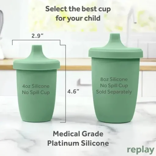 Re Play - Copo com canudinho de silicone sustentável de 8 onças para crianças, Sage