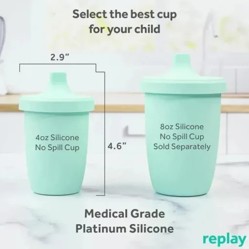 Re Play - Copo com canudinho de silicone sustentável de 8 onças para crianças, hortelã