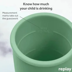 Re Play - Copo com canudinho de silicone sustentável de 8 onças para crianças, Sage