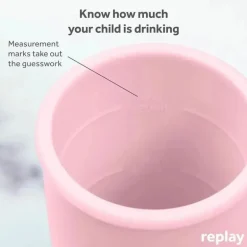 Re Play - Copo com canudinho de silicone sustentável de 8 onças para crianças, rosa gelo