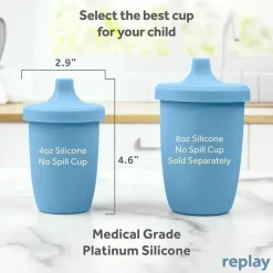 Re Play - Copo com canudinho de silicone sustentável de 8 onças para crianças, jeans