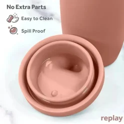 Re Play - Copo com canudinho de silicone sustentável de 8 onças para crianças, deserto