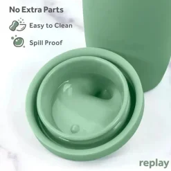 Re Play - Copo com canudinho de silicone sustentável de 8 onças para crianças, Sage