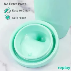 Re Play - Copo com canudinho de silicone sustentável de 8 onças para crianças, hortelã