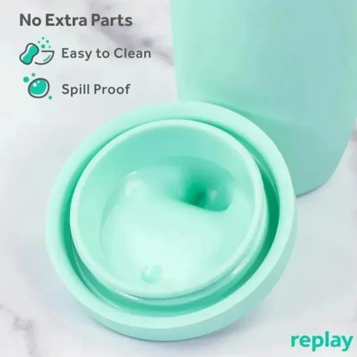 Re Play - Copo com canudinho de silicone sustentável de 8 onças para crianças, hortelã