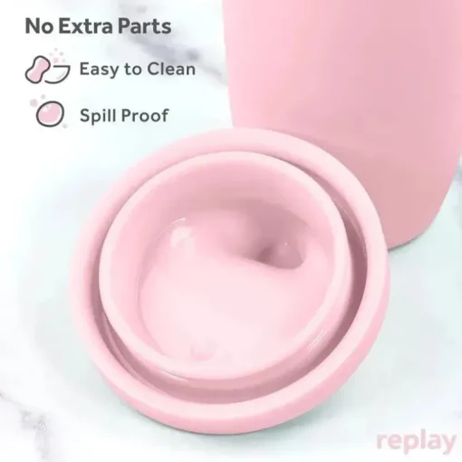 Re Play - Copo com canudinho de silicone sustentável de 8 onças para crianças, rosa gelo