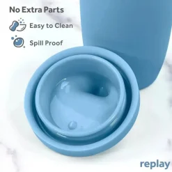 Re Play - Copo com canudinho de silicone sustentável de 8 onças para crianças, jeans