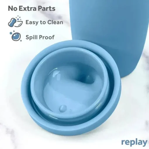 Re Play - Copo com canudinho de silicone sustentável de 8 onças para crianças, jeans
