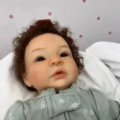 Reborn Baby Doll - White Vinyl & Curly Brown Hair, Shyann