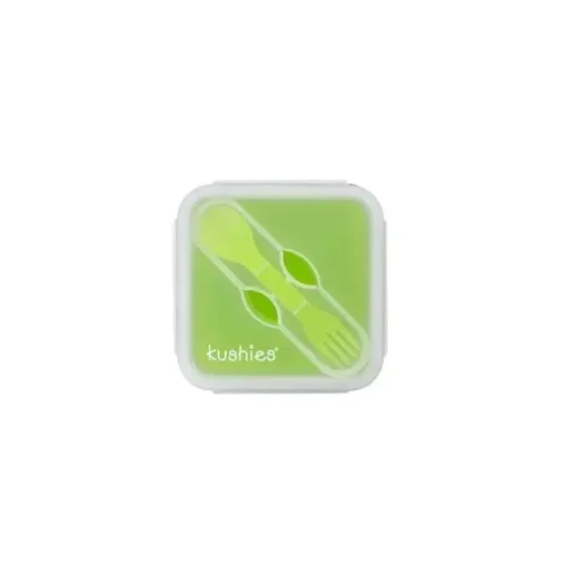 Recipiente de silicone Kushies Silibox, quadrado cítrico | Recipiente de armazenamento de comida para bebê