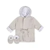 Recém Nascido - Conjunto de Robe e Bota 2Pk, Cinza Quente