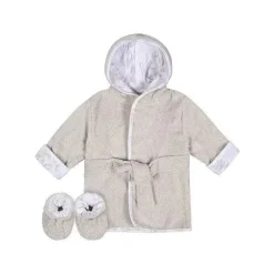 Recém Nascido - Conjunto de Robe e Bota 2Pk, Cinza Quente