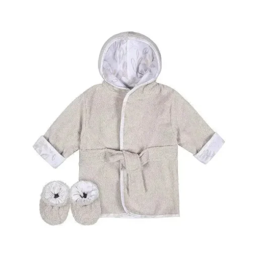 Recém Nascido - Conjunto de Robe e Bota 2Pk, Cinza Quente