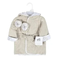 Recém Nascido - Conjunto de Robe e Bota 2Pk, Cinza Quente