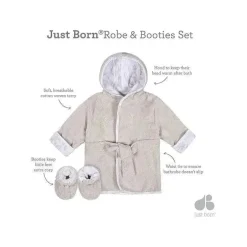 Recém Nascido - Conjunto de Robe e Bota 2Pk, Cinza Quente