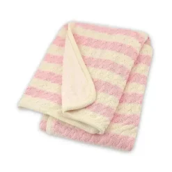 Recém-nascido - cobertor de malha de cabo listrado, rosa suave/branco