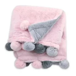 Recém-nascido - cobertor de pelúcia pom-pom, rosa