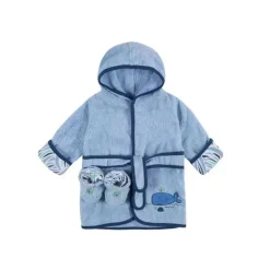 Recém-nascido - conjunto de roupão de banho, azul empoeirado