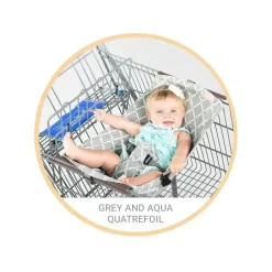 Rede Binxy Baby Carrinho de Compras, Cinza e Aqua Quatrefoil
