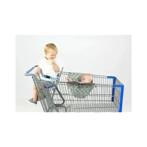 Rede Binxy Baby Carrinho de Compras, Cinza e Aqua Quatrefoil