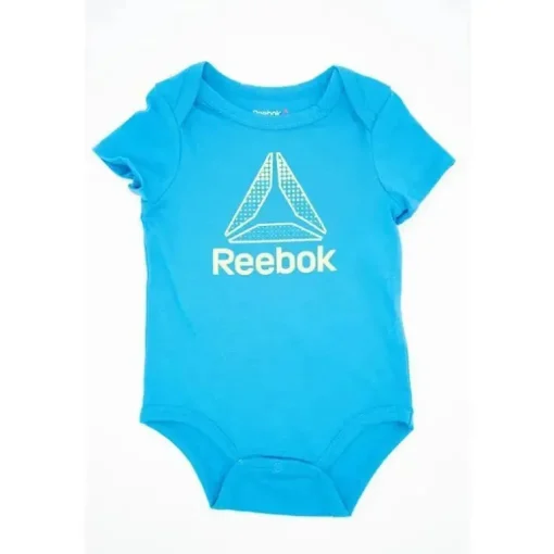 Reebok Enxoval Macacão/Creeper/Chapéu/ Babete 4 Peças Conjunto Danúbio Azul 6/9M