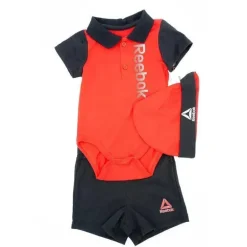 Reebok Layette Tricot Creeper/Curto/Chapéu Red Rush