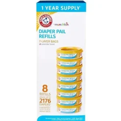 Refil de balde de fralda Munchkin Arm &amp; Hammer anéis 8-Pack, 2.176-contagem