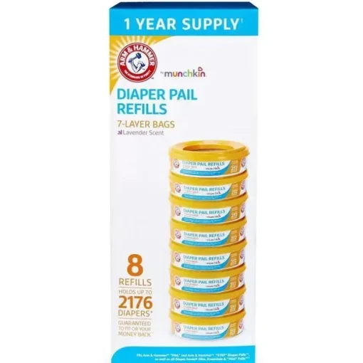 Refil de balde de fralda Munchkin Arm &amp; Hammer anéis 8-Pack, 2.176-contagem