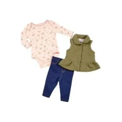 Rene Rofe - Conjunto de colete acolchoado floral 3 unidades para bebê menina