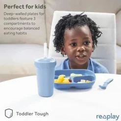 Re-Play - Placas de 3 compartimentos com paredes profundas, pacote de 2, rosa gelo