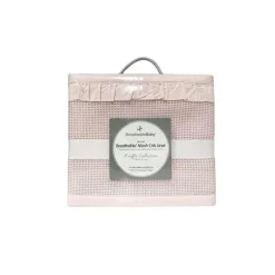 RespirávelBaby - Forro de berço de malha respirável, coleção Deluxe Ruffle, Blush