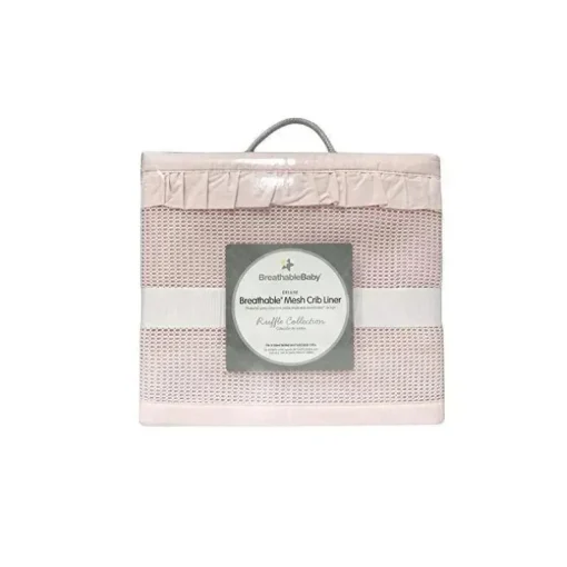 RespirávelBaby - Forro de berço de malha respirável, coleção Deluxe Ruffle, Blush