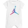 Romper Jordan Baby Boy Jumpmen, branco e logotipo holográfico