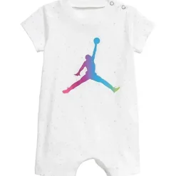 Romper Jordan Baby Boy Jumpmen, branco e logotipo holográfico