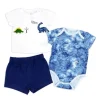 Rose Textile - Conjunto curto de dinossauro para meninos com 3 peças
