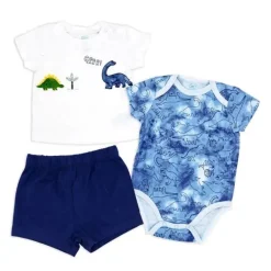 Rose Textile - Conjunto curto de dinossauro para meninos com 3 peças