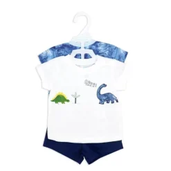 Rose Textile - Conjunto curto de dinossauro para meninos com 3 peças