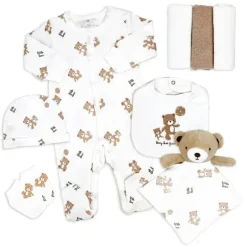 Rose Textile - Conjunto de presentes de ursos pendurados neutros para bebês com 8 unidades