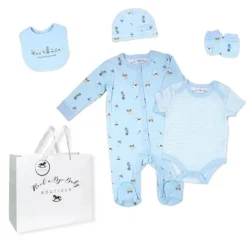 Rose Textile - Conjunto de 5 bolsas de malha para caixa de brinquedos azul para meninos