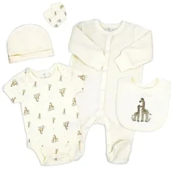 Rose Textile - Conjunto de veludo de girafa neutra para bebês com 5 unidades