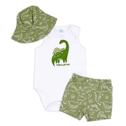Rose Textile - Conjunto de chapéu de sol dinossauro para bebê menino 3Pk