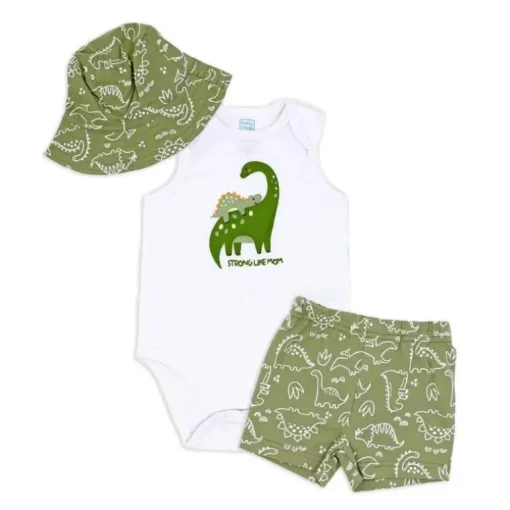 Rose Textile - Conjunto de chapéu de sol dinossauro para bebê menino 3Pk