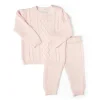 Rose Textile - Conjunto de 2 peças de malha rosa para bebê menina